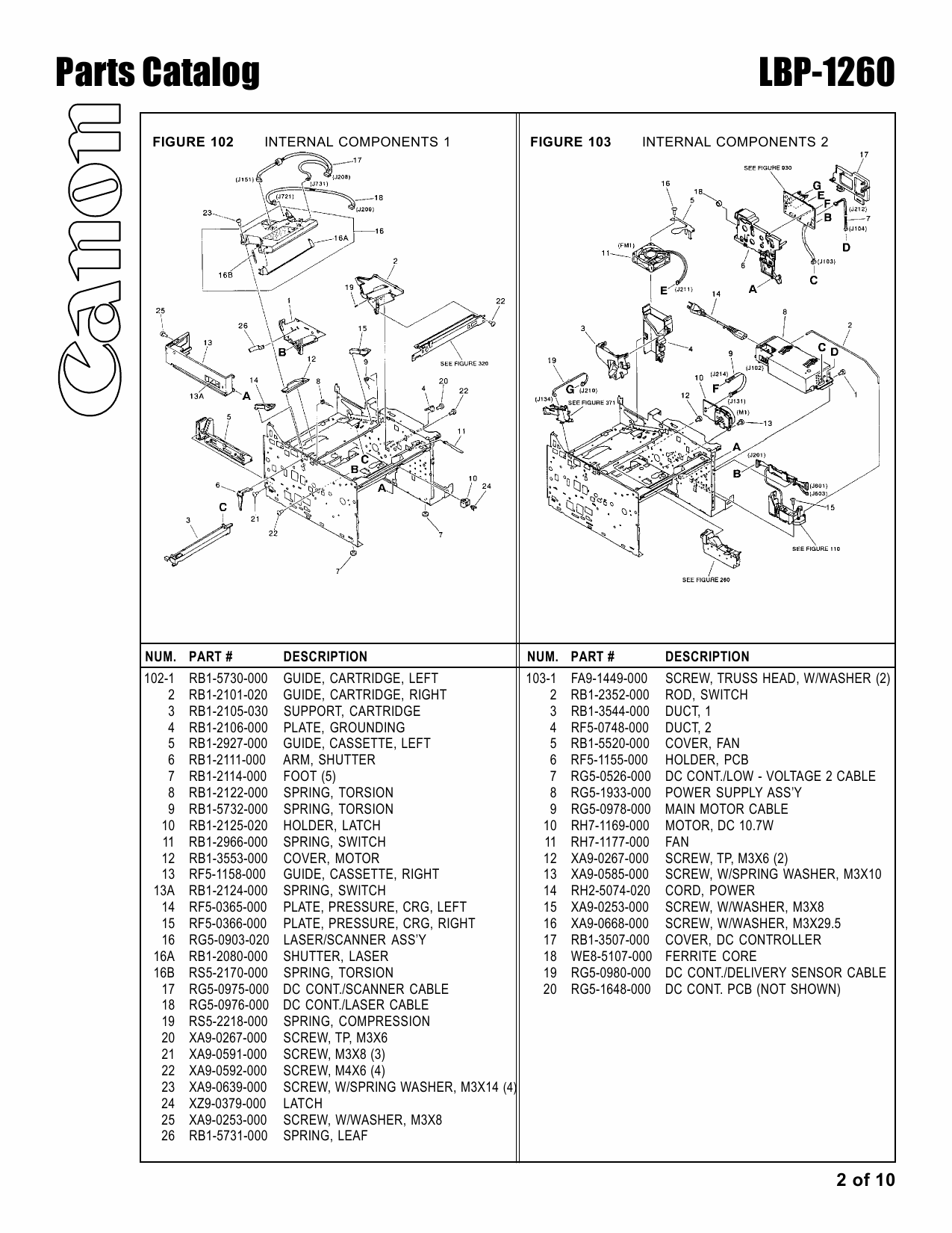 Canon imageCLASS LBP-1260 Parts Catalog Manual-2